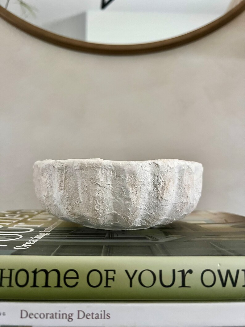 Image showcasing Scalloped Paper Mache Decorative Bowl, Scallopped Bowl, Paper Mache Bowl, Ruffle Bowl ...