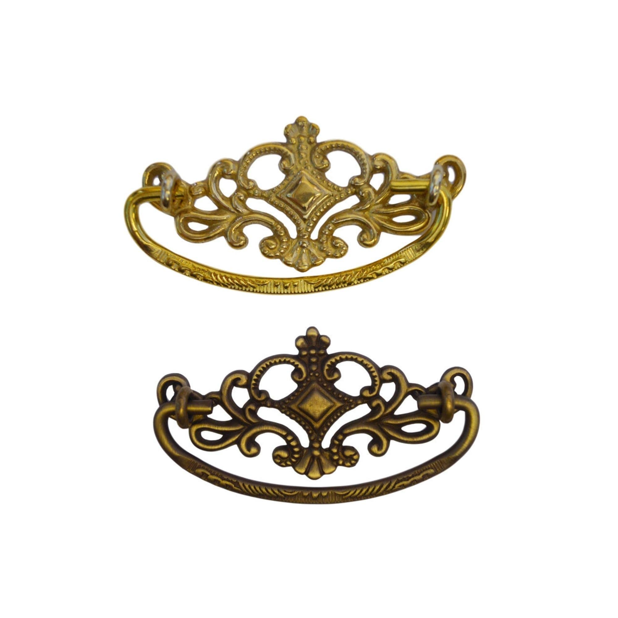 3cc Ornate Victorian Drawer Pull - 2 Available Finishes - Brass or Antique Brass