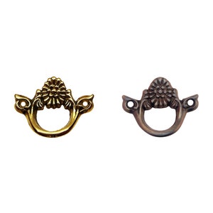 Brass or Antique Brass Finger Pull - 2 Available Finishes - Mounting Screws Included