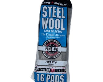 Steel Wool Pad 4"L x 3-1/4" - Woodworking, Household Cleaning, Metal Work Etc - Variety Grit