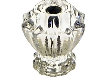 Fluted Glass Knob Vintage Old-Cut Replica Front Mounted 1, 1-1/4, 1-1/2&quot; Retro Depression Era