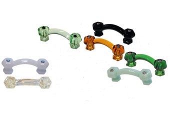 Colorful Glass Bridge Handle, Hexagon - Cabinets or Drawers