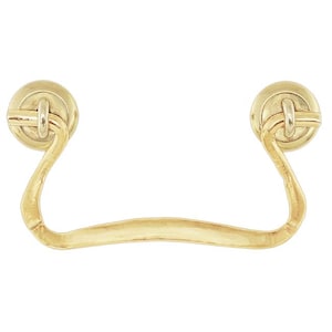 Simple Solid Brass Bail Handle  - Swan Neck Drawer Pull - Mounting Hardware Included