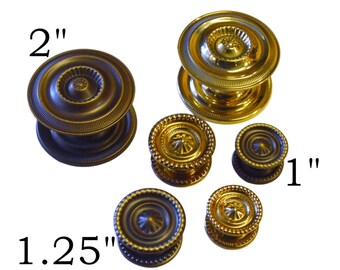 thumbnail image 2 of Vintage Old Eastlake Black Wood Knob With Stamped Polished Brass Overlay - Round Door Knob 2 of 6