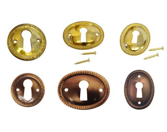 Vintage-Inspired Brass Keyhole Cover | Decorative Furniture Hardware | Antique-Style Door Escutcheon