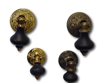 Eastlake Drop Pull, Antique Wood & Brass Hardware, Vintage Cabinet Pull, Furniture Accent, Restoration Hardware, Home Decor