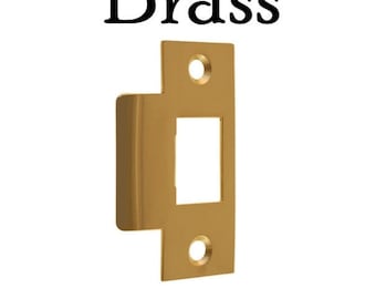 Brass, Nickel or Oil Rubbed Bronze T Jamb Strike Plate for Door Latches