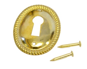 Vintage-Inspired Brass Keyhole Cover | Decorative Furniture Hardware | Antique-Style Door Escutcheon Sold Each