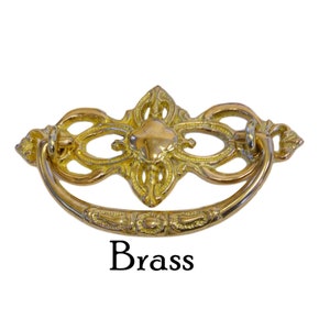 Victorian Style Drawer Pull - Brass or Antique Brass - Mounting Hardware Included