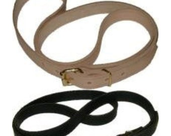 Black or Natural Leather Trunk Strap with Buckle - 8 to 9 Ounce Weight 1-Ply Leather Sold Each