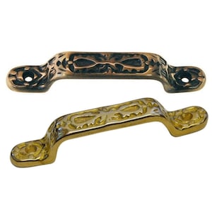 Ornate Victorian Cabinet Handle - Two Available Finishes - Polished or Antique Brass