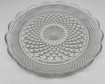 Wexford Anchor Hocking Glass Tray Shallow Bowl Large 13.5" Cupped Edges Vintage