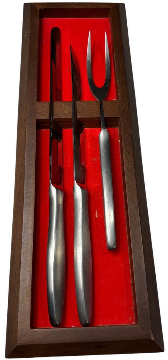 VTG 70s Bandeja de cubiertos que sirve piezas de articulos de terciopelo forrado almacenamiento de madera Japon Etsy Espana