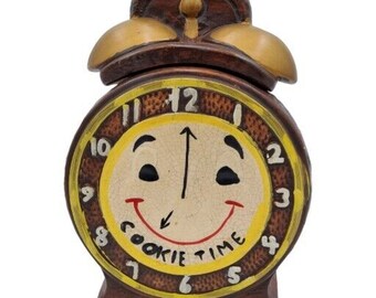 Vintage California Originals Cookie Jar Alarm Clock 860 Time Smile Face Brown