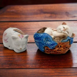 VTG 80-tals Avon Potpurrihållare Rumsdeodoranter Par Kattungar Porslin Japan