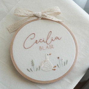 Custom First Name, Silly Goose Embroidery Hoop, Nursery and Kid's room Wall Art, Wall hang, Wall Decor, Nursery Art