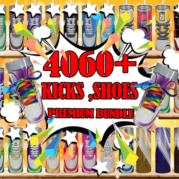 Más de 4100 vaso de zapatillas, Kicks Tumbler Wrap para sublimación PNG, archivo de descarga digital de 20 onzas y 20 oz, vaso recto PNG, envoltura de vaso de zapatos