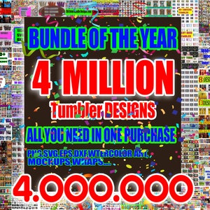4 MILLION+ PNG SVG Mega Bundle| Print Shop Starter Pack, Characters, Movies, Superheroes, Cartoons, Pop Culture, Skinny Tumbler Wrap Design.