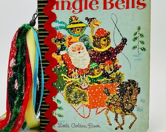 Golden Book * Jingle Bells * Up-cycled Handmade Christmas Foundation Junk Journal