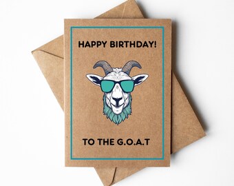 G.O.A.T Birthday Card, Eco-friendly Birthday Card, Sustainable Birthday Card, Handmade Birthday Card, Kraft Birthday Card, Funny GOAT Card