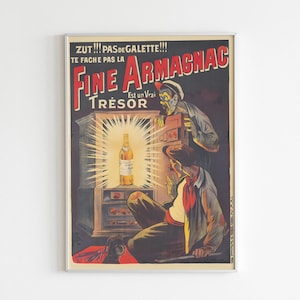 Vintage Armagnac Poster Digital Wall Art, Wydrukowany Bar Cart Decor, Francuska Retro Wall Art, Wystrój Domu, Prezent dla Niej, Sztuka Ścienna Do Kuchni