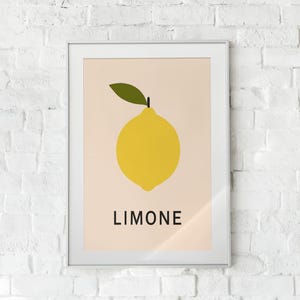 Limone Zitrone Wandkunst, Vintage druckbare Küchendekoration, italienisches Zitrusfrucht Poster, Retro Obst digitaler Download, Geschenk für Feinschmecker