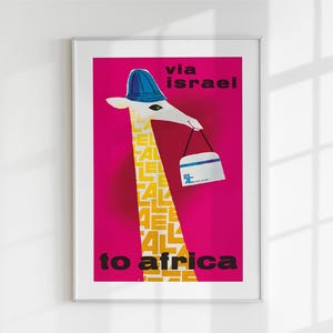 Vintage El Al Africa Travel Poster Digital Wall Art, Printable Wall Art, Gift for Her, Home Decor, Retro Wall Art, Digital Download