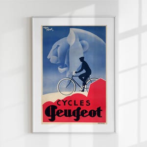 Vintage Peugeot Cycling Poster, Printable Wall Art, Digital Download, Retro Wall Decor, Gift for Him or Her, Large Wall Art, Home Decor