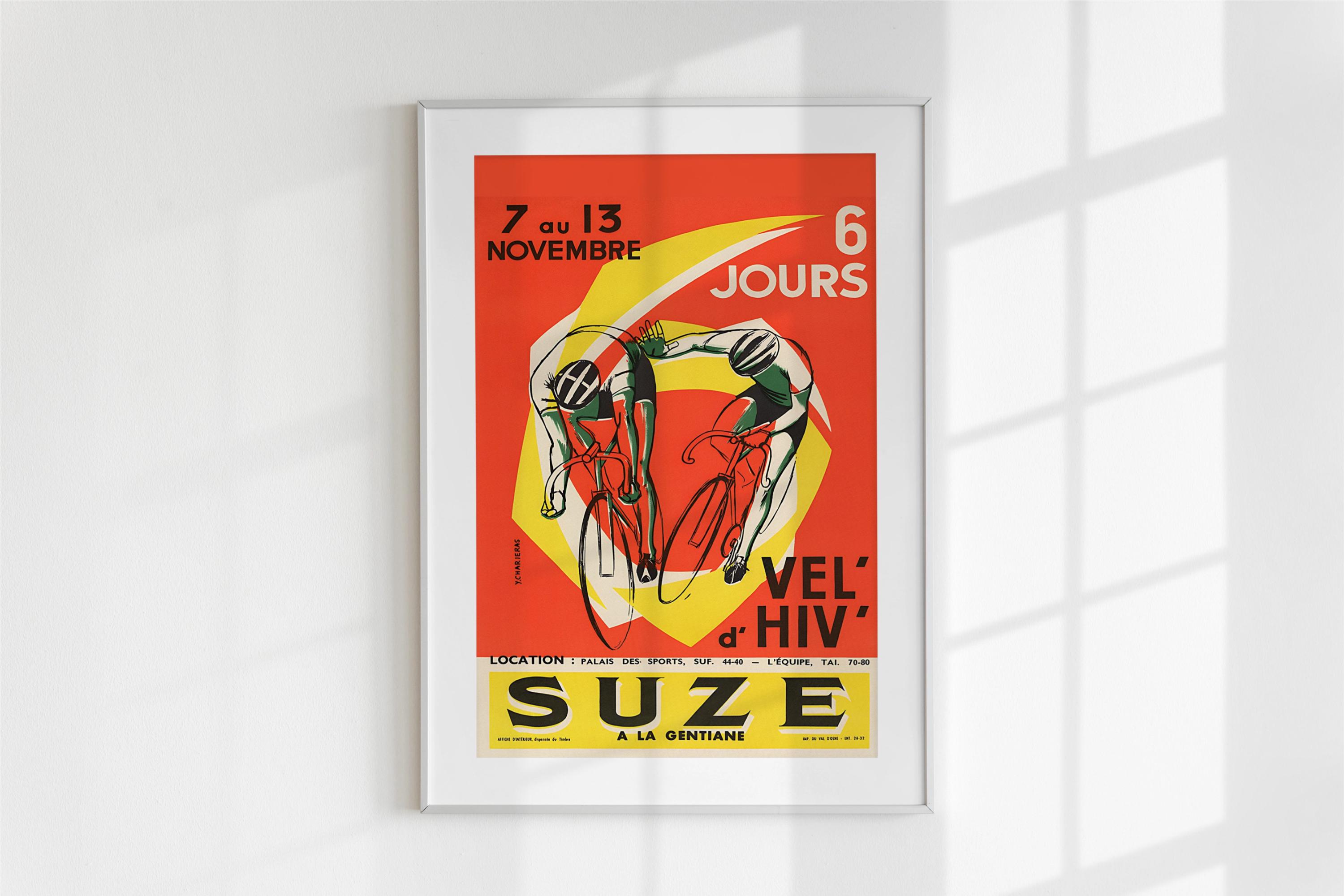 Vintage Suze Cycling Poster Art Print, Digital Download