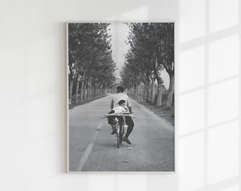 Vintage French Bicycle Art Print | Digital Download | Black and White Photography | 2:3 Ratio | Rustic Wall Decor
