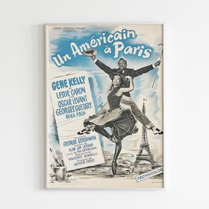 An American in Paris French Movie Poster Print Digital Download, Gene Kelly Vintage Wall Art, Classic Musical Wall Decor, Gift for Her