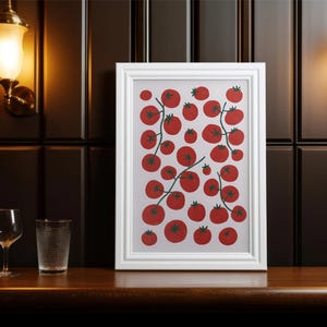 Sztuka ścienna do kuchni z motywem pomidorów – do druku w stylu vintage, plakat z jedzeniem retro, pobieranie cyfrowe, czerwone pomidory, rustykalny wystrój ogrodu, pomysł na prezent