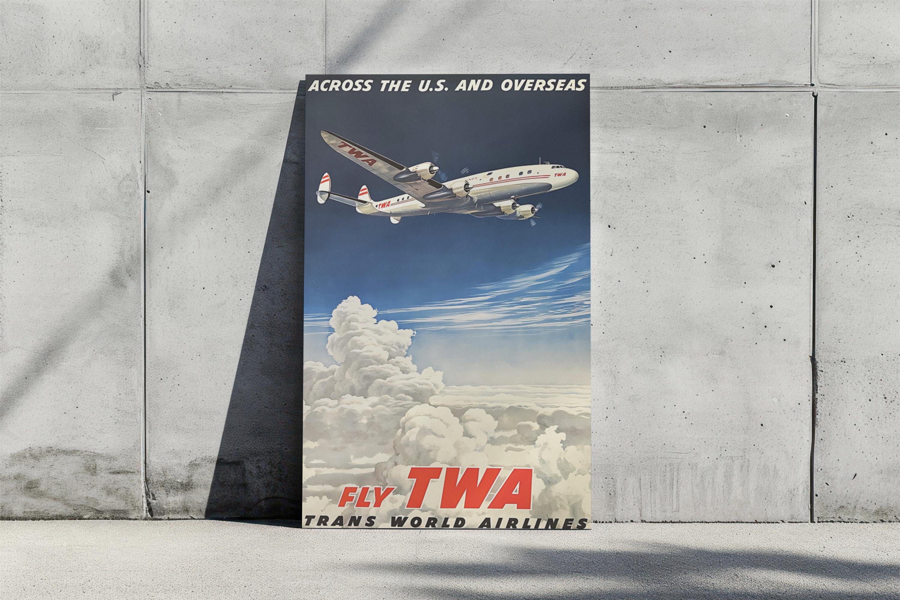 Vintage TWA Poster - Retro Airline Wall Art - Mid-century