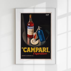 ヴィンテージ カンパリ ポスター 印刷可能 | モダニスト 静物画 ウォール アート | レトロ イタリアン カクテル プリント | デジタル ダウンロード バー カート デコレーション