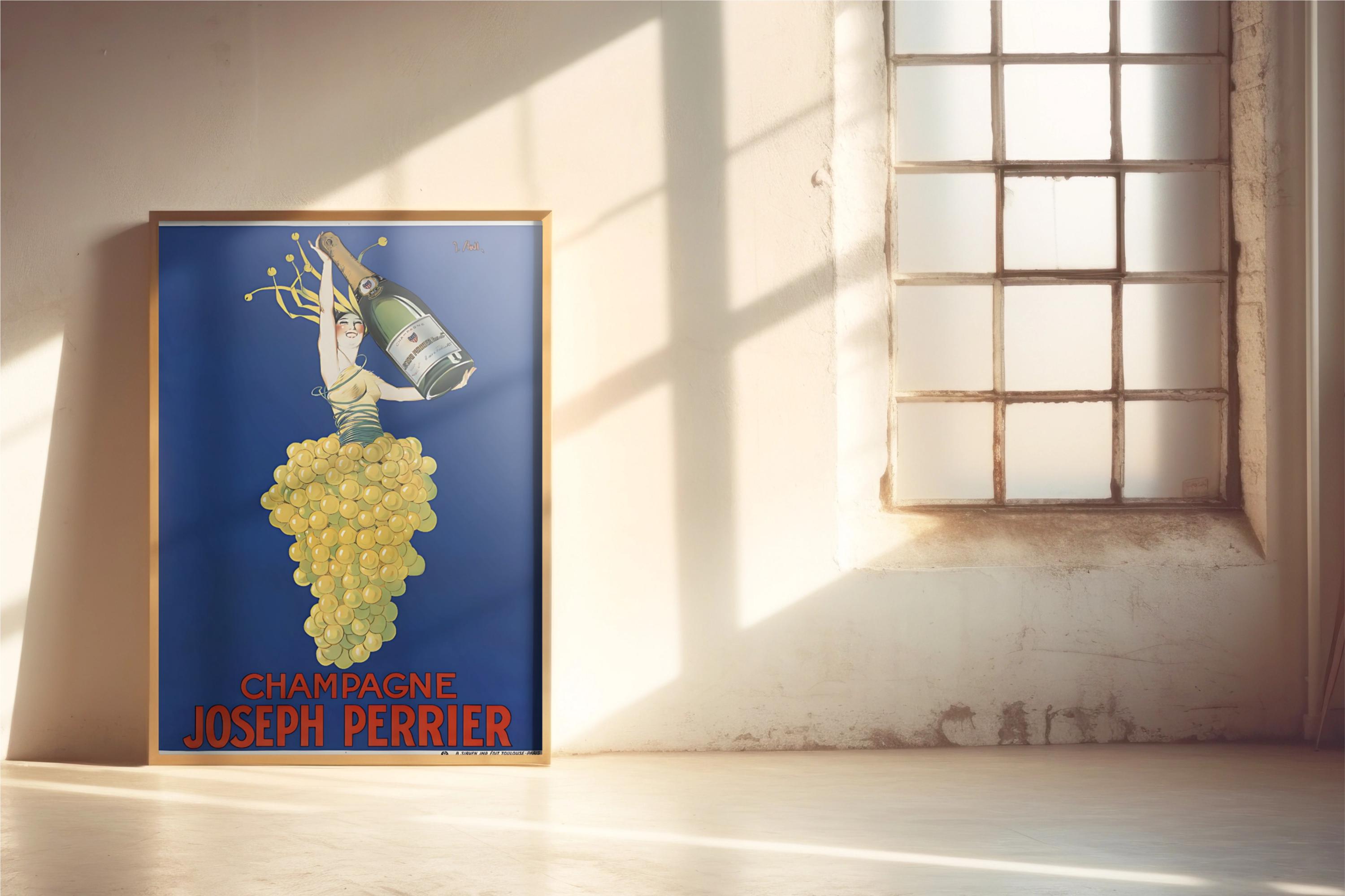 Vintage Champagne Joseph Perrier Wall Art, French Wine Poster