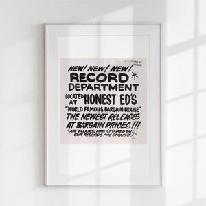 affiche vintage Honest Ed's Toronto, impression rétro magasin de disques, art mural musique nostalgique, téléchargement numérique, icône canadienne, décoration imprimable