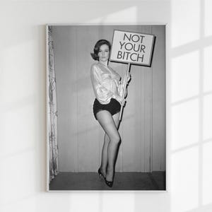 Vintage Feminist Wall Art | Retro Pin-Up Digital Print | Bold Statement Poster | Printable Art Deco Glamour | Black and White Wall Decor