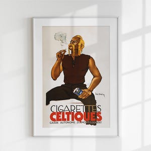 Plakat Vintage Cigarettes Celtiques, Retro French Wall Art, Do druku cyfrowego, Wystrój domu w stylu Mid Century Modern, Wyjątkowy prezent, Wydruk w jaskini człowieka