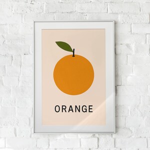 Orange Früchte Wand Kunst zum ausdrucken, Vintage Citrus Küchen Dekor, Retro Digital Poster, Minimalist Food Art Download, Geschenk für Zuhause
