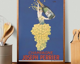 Vintage Champagne Joseph Perrier Wall Art, French Wine Poster