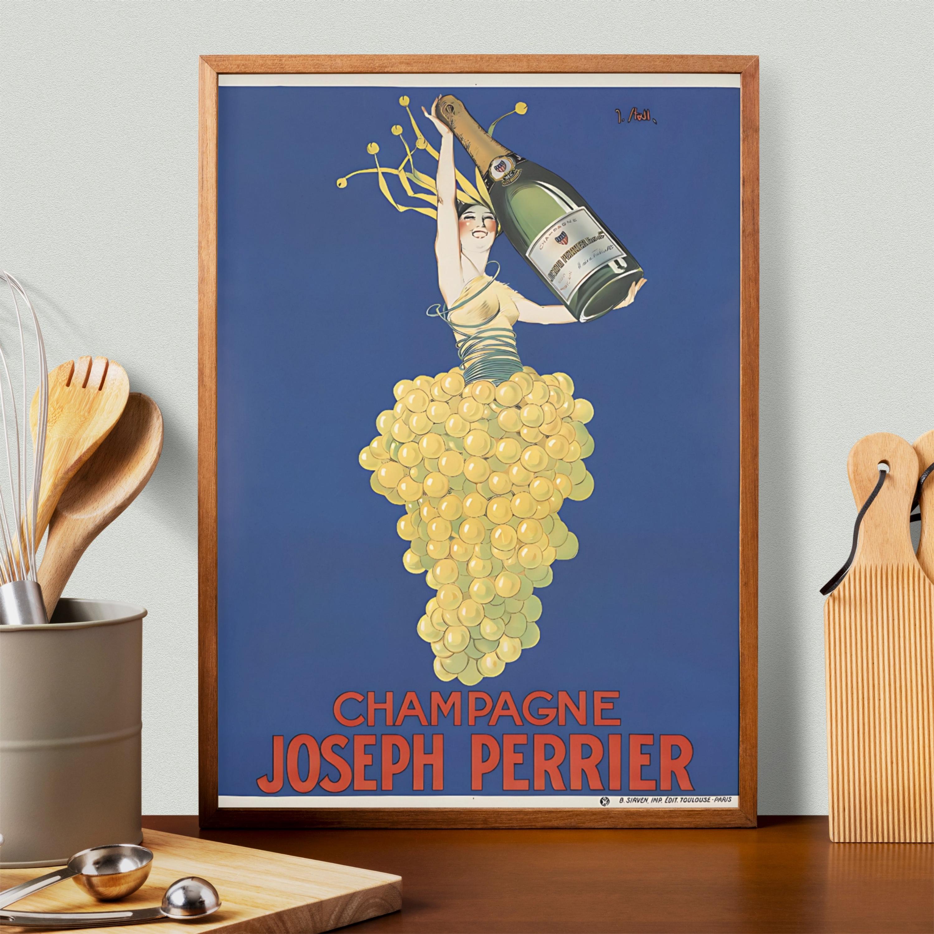 Vintage Champagne Joseph Perrier Wall Art, French Wine Poster