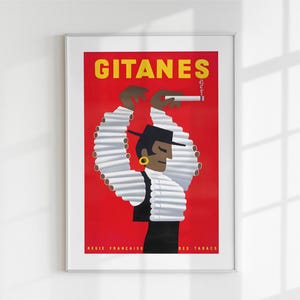 Póster vintage de gitanos, arte mural retro imprimible, impresión publicitaria francesa, arte de bailarina de flamenco, descarga digital, decoración de carrito de bar