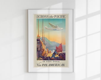 1970s vintage poster USA製 Pan American PanAm Original Vintage Poster HAWAII 1970s Rare