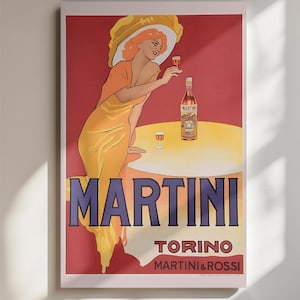 Vintage Martini & Rossi Plakat-Wandkunst - Druckbare italienische Spirituosen-Werbedekor - Remastered Retro Bar Art, Küchen-Druck