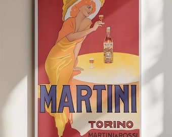 Vintage Martini & Rossi Poster Wall Art - Printable Italian Liquor Advertising Decor - Remastered Retro Bar Art, Kitchen Print