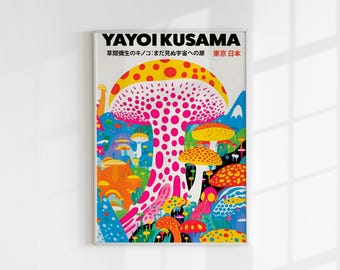 Bunter Yayoi Kusama Dopaminpilz Kunstdruck - Psychedelischer digitaler Download - Japanisches Pop-Art-Dekor - 10 Verhältnisse, ISO-Größen erhältlich