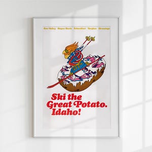 Vintage Ski Poster, Idaho Ski Resorts, Retro Winter Sports Wall Art, Mid Century Modern Print, Travel Poster, Digital Download