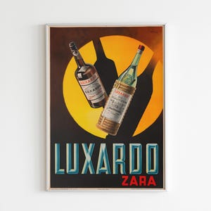 ヴィンテージ Luxardo Zara デジタル ウォール アート、印刷可能なバー装飾、レトロな酒類アート プリント、男性へのギフト、壁装飾、ホーム バー アート、キッチン アート