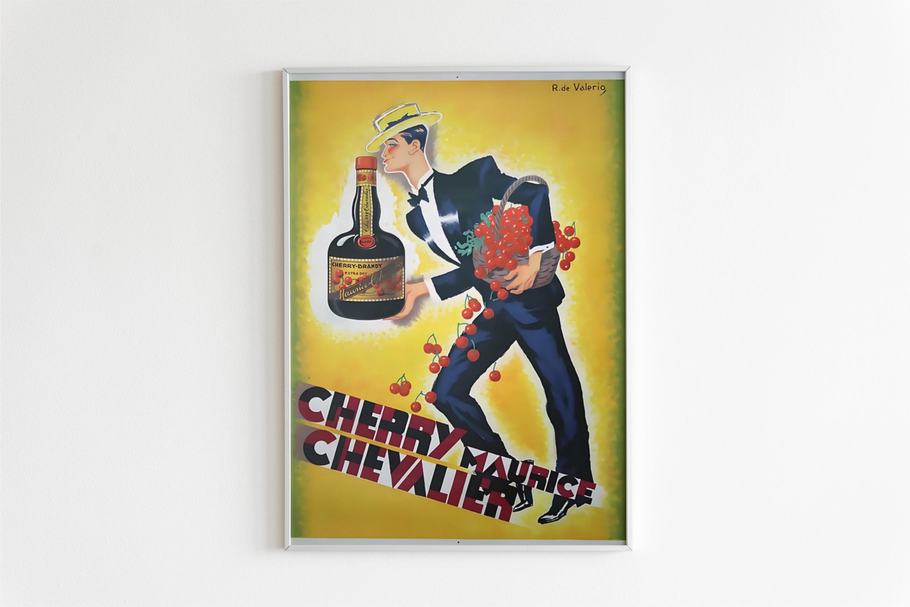 Vintage Cherry Brandy Poster Digital Download, Retro Wall Art