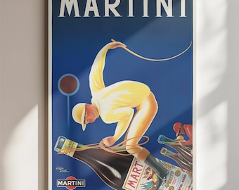 Vintage Martini Poster Wall Art - Printable Liquor Advertising Art - Remastered Retro Bar Decor, Italian Cocktail Print, Kitchen Art